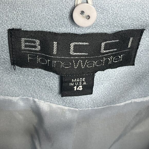 BICCI Florine Wachter Blue Wool Mink Collar  Skirt Suit Womens Size 14 ALTERED - Picture 6 of 16